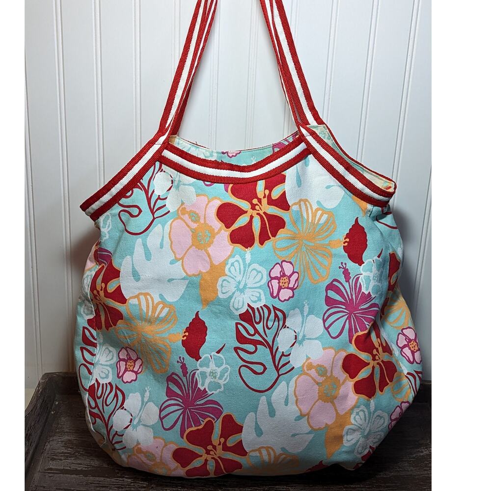 H & M LOGG Multicolor Canvas Beach Large Tote Bag
